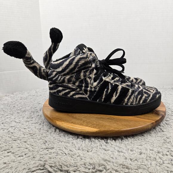 Adidas JS Jeremy Scott Men 9 Zebra Black White Casual Lifestyle High Top Sneaker - Picture 3 of 15